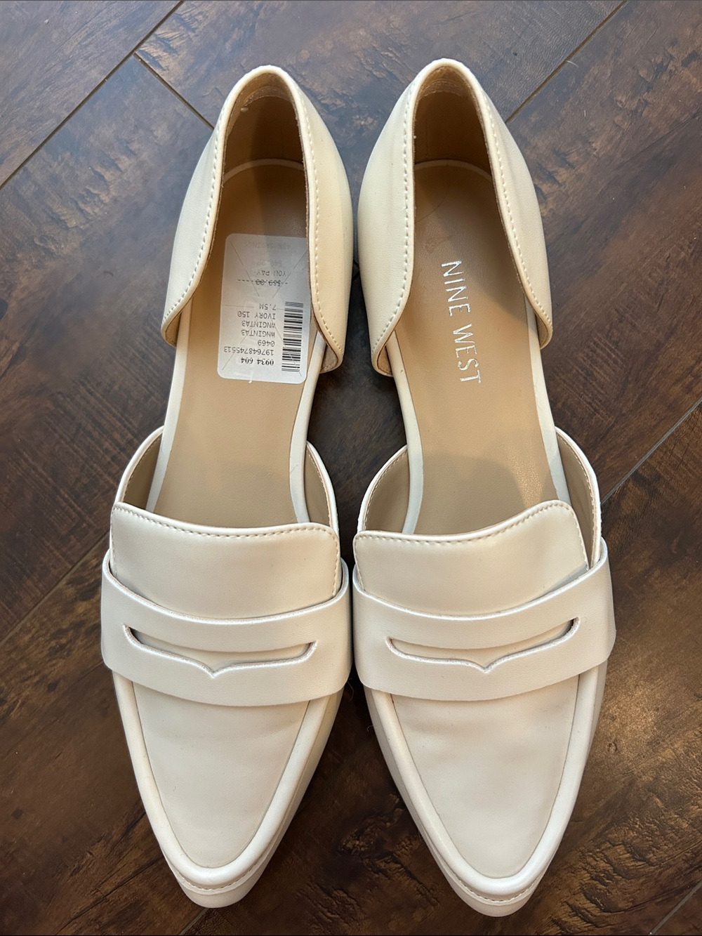 Nine West Cream Pointed-Toe D'Orsay Loafers
